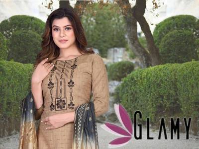 Glamy Vol 1 By Trendy Fancy Rayon Embroidered Straight Suit collection